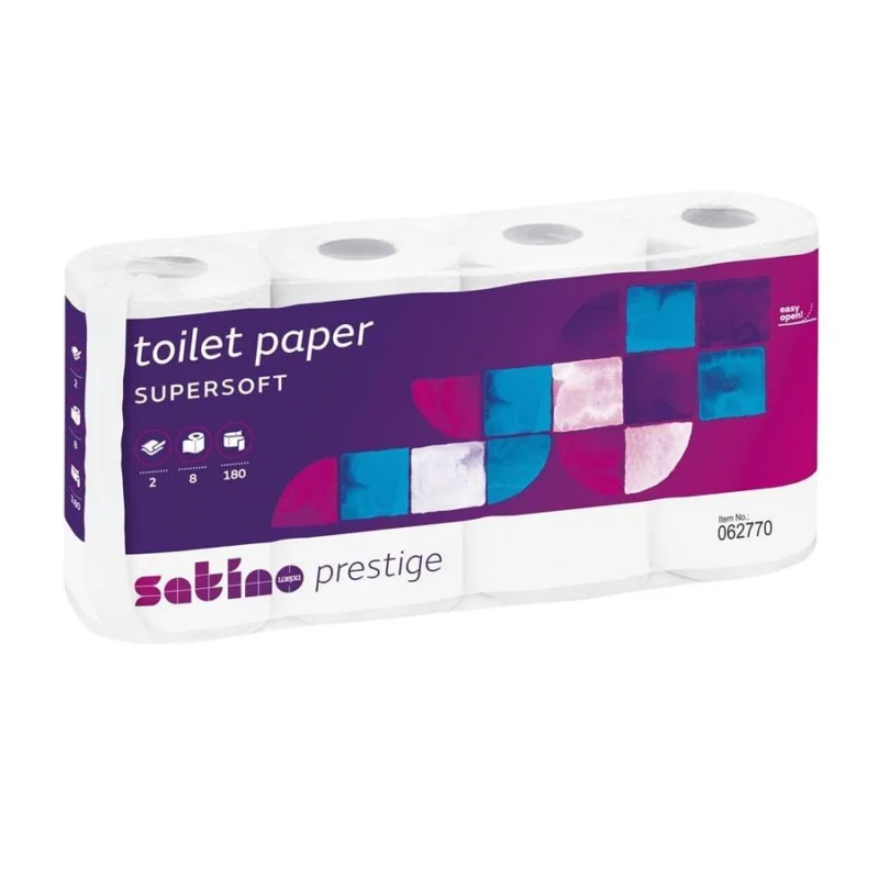 Autentický Papír toaletní SATINO 180 útržků, 2-vrstvý, celulóza, návin 20 m/ 8 ks