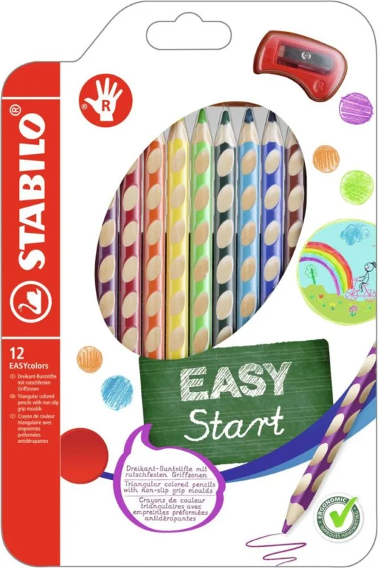 Bezpečná Platba Pastelky STABILO EASYcolors trojhranné pro praváky 12 ks + ořezávátko