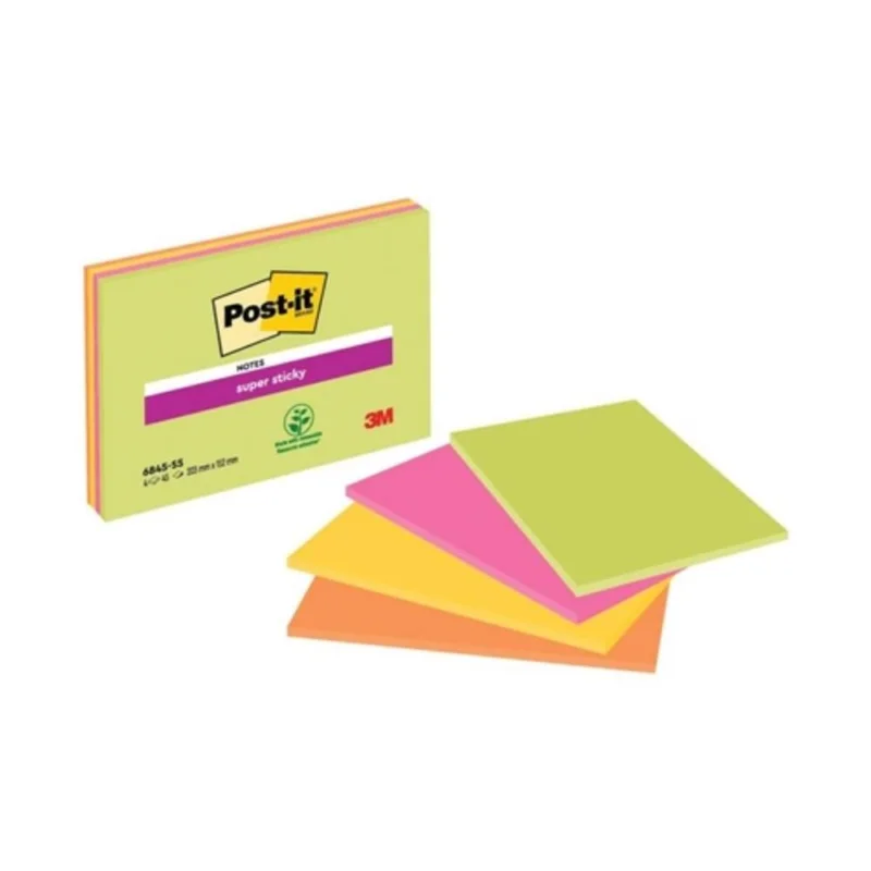 Značkový Post-it blok samolepicí 152 x 203 mm, silně lepicí, neonové barvy