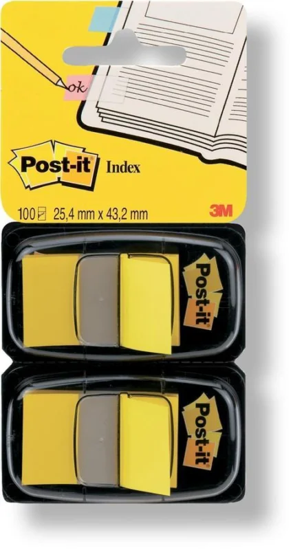 Aktuální Post-it záložky samolepicí dvojbalení 25,4 x 43,2 mm/ 2 x 50 ks žluté