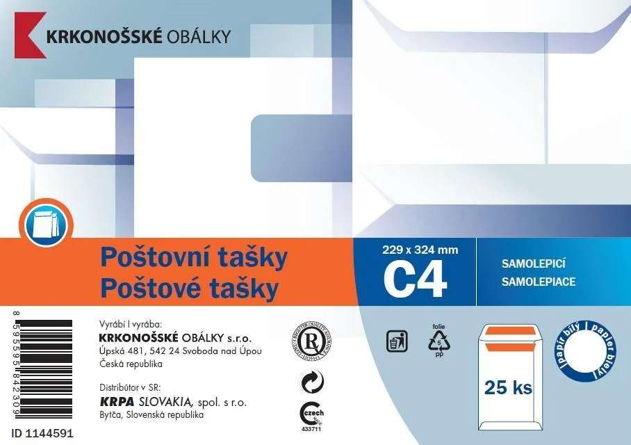 Cenová Bomba Poštovní taška C4 samolepicí, 229 x 324 25 ks