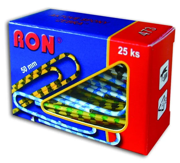 Zlevněný Ron spony aktové 473, 50 mm / 25 ks barevné Zebra