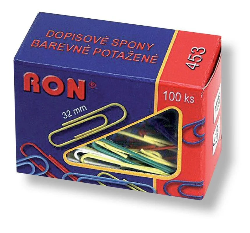 Vrácení Zdarma Ron spony oblé 453 B, 32 mm / 100 ks plastové barevné