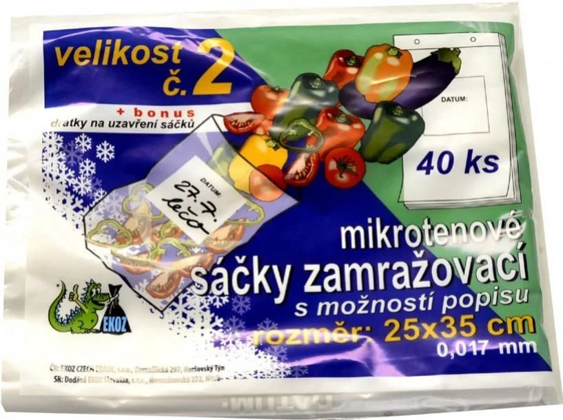 Bezpečná Platba Sáček zamrazovací č.2 transparentní 250 x 350 / 40 ks, 17 mic