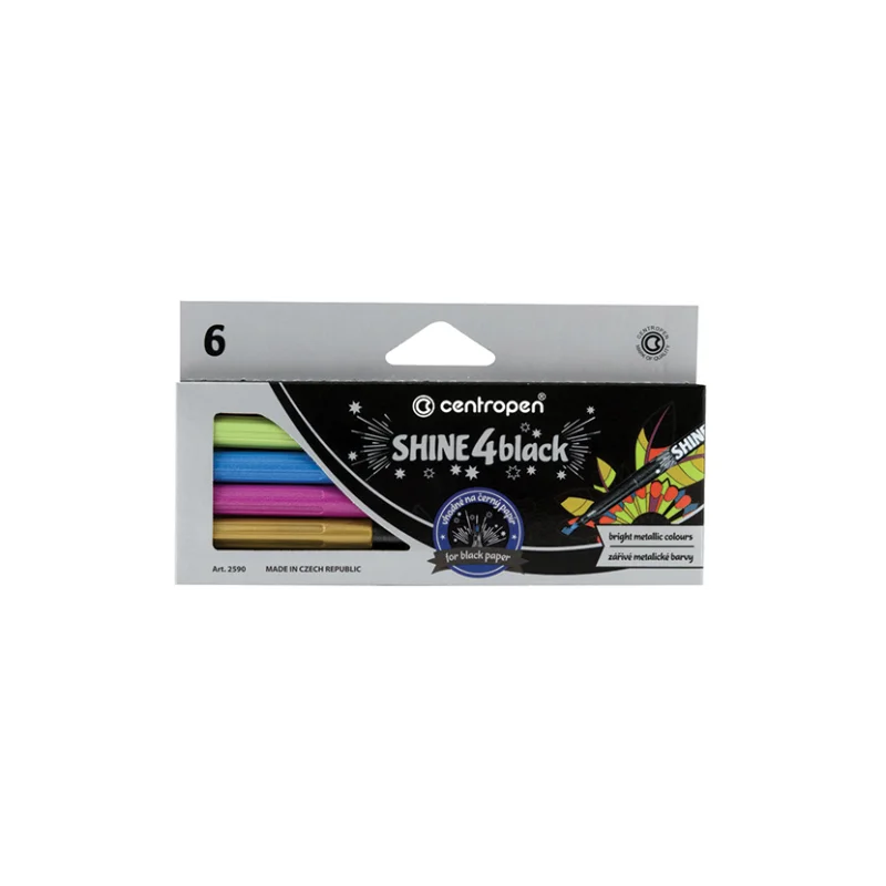 Popisovače metalické Shine Black, 6 ks Rychlé Dodání