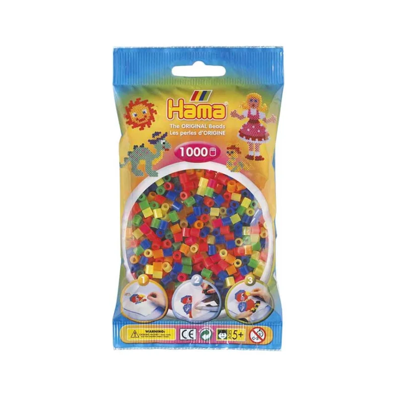 Korálky MIDI Hama 1 000 ks, neonové, Mix barev Výprodej