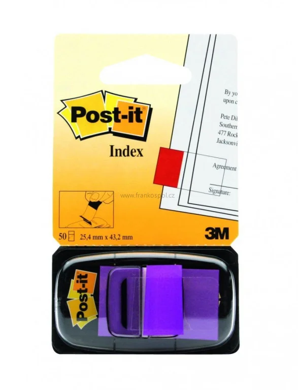 Vysoce Kvalitní Samolepicí plastové záložky 3M Post-it Index, 43,2 x 25,4 mm, 50 lístků, fialové