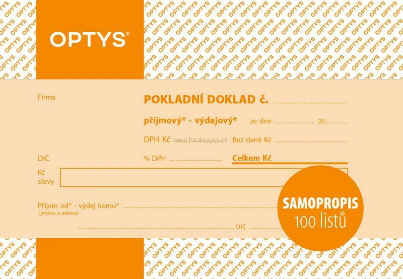 Speciální Cena Univerzální pokladní doklad A6, samopropisovací, 100 listů