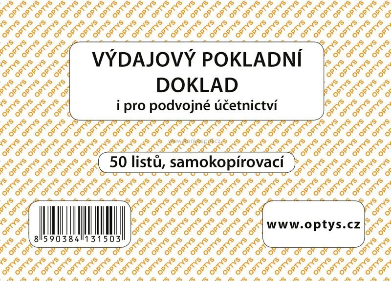 Tovární Cena Výdajový pokladní doklad A6, samopropisovací, 50 listů