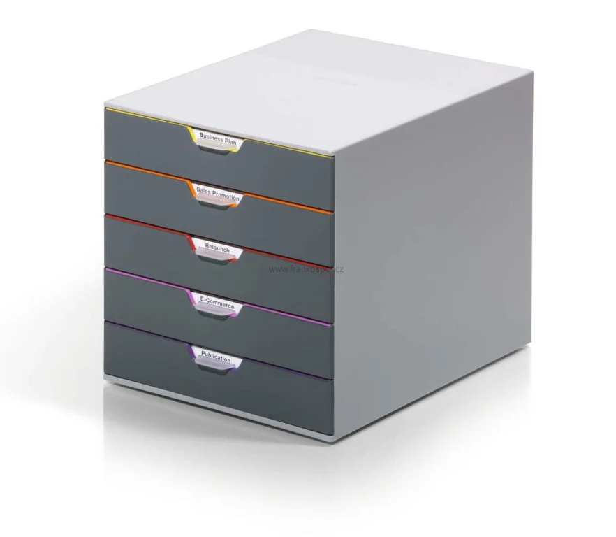 Cenově Výhodný Zásuvkový box DURABLE Varicolor, 5 zásuvek, šedý
