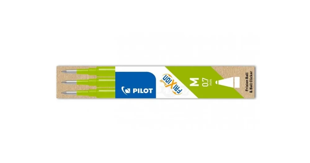 Sada 3 ks náplní Pilot FriXion Ball, střední hrot M 0,7mm - limetkově zelená Akční Cena