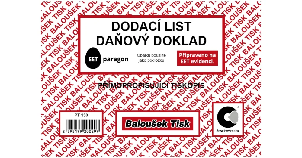 Expresní Doručení Dodací list - daňový doklad A6 - EET