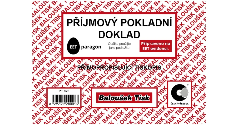 Příjmový pokladní doklad A6 - EET Bezpečná Platba