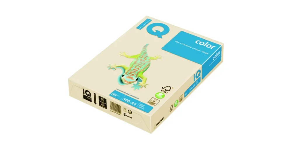 Barevný kancelářský papír A4 80g IQ Color, 500 ls - slonová kost světlá Nejlepší Volba