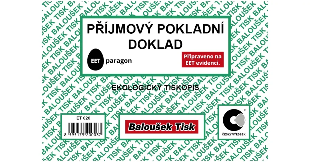 Top Prodej Příjmový pokladní doklad A6 - EET