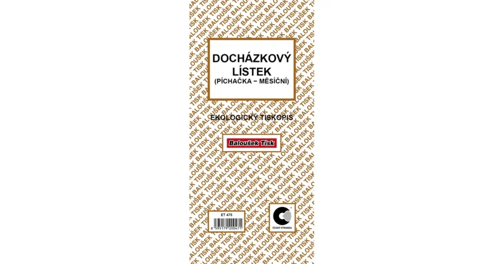 Docházkový list -píchačka /oboustr./ Super Cena