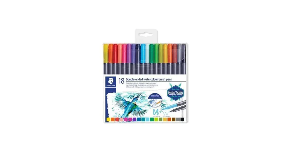 Finální Výprodej Štětcové oboustranné fixy STAEDTLER Marsgraphic Duo, sada 18 barev