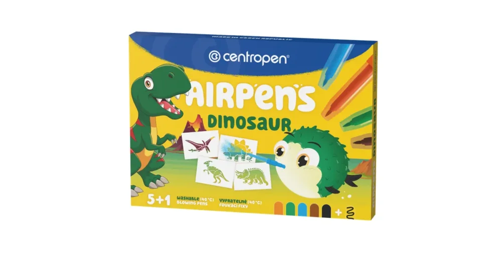 Poslední Šance Foukací fixy na papír Centropen AIRPENS DINOSAUR 1500/5+1