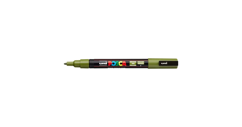 Dekorační popisovač Posca PC-3M, khaki zelená (7), 0,9-1,3 mm Cenová Bomba