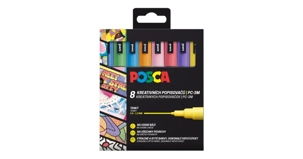 Oblíbený Sada dekoračních popisovačů Posca PC-3M, 0,9-1,3 mm, 8 třpytivých barev