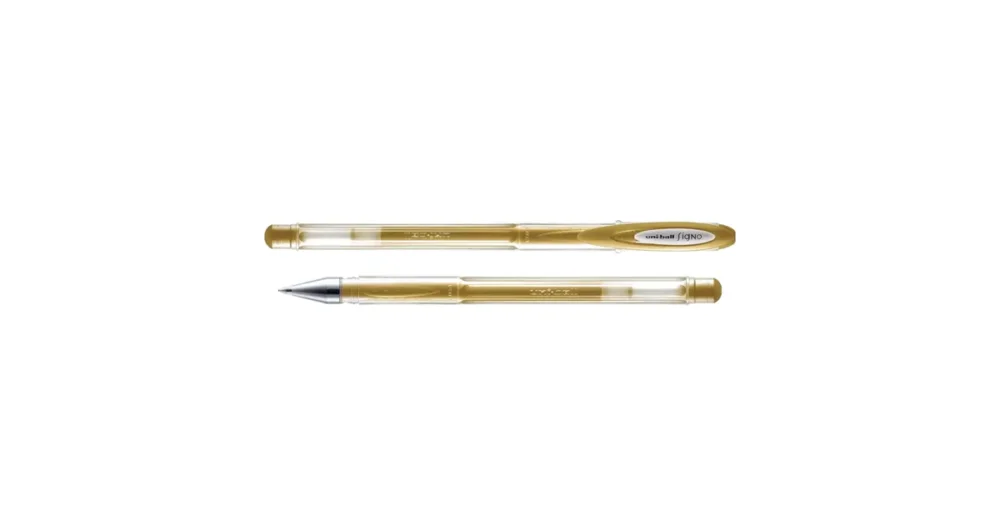 Gelový roller jednorázový UNI Signo Noble Metal UM-120NM, 0,8 mm, zlatý Jen Po Omezenou Doba