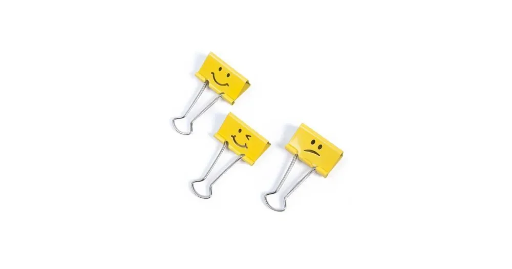 Klipy na dokumenty "Emoji" žlutá 19 mm, RAPESCO, 20ks Ihned K Objednání