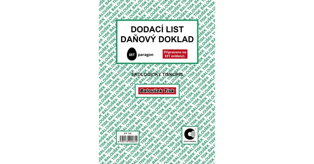 Rychlé Dodání Dodací list - daňový doklad A5 - EET
