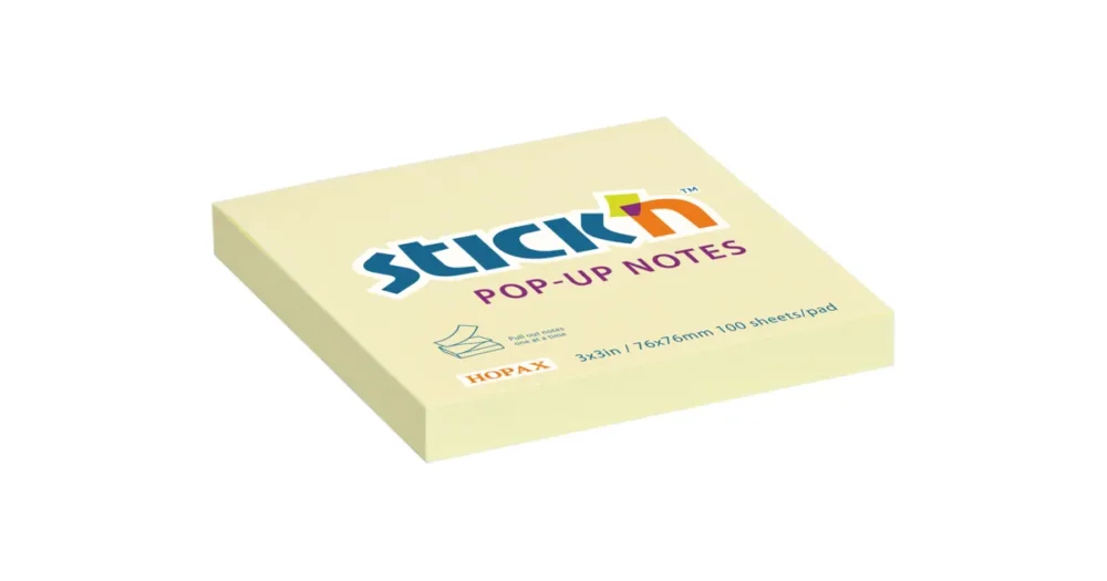 Samolepicí bloček Stick'n POP-UP pastelově žlutý, 76 x 76 mm Jen Po Omezenou Doba