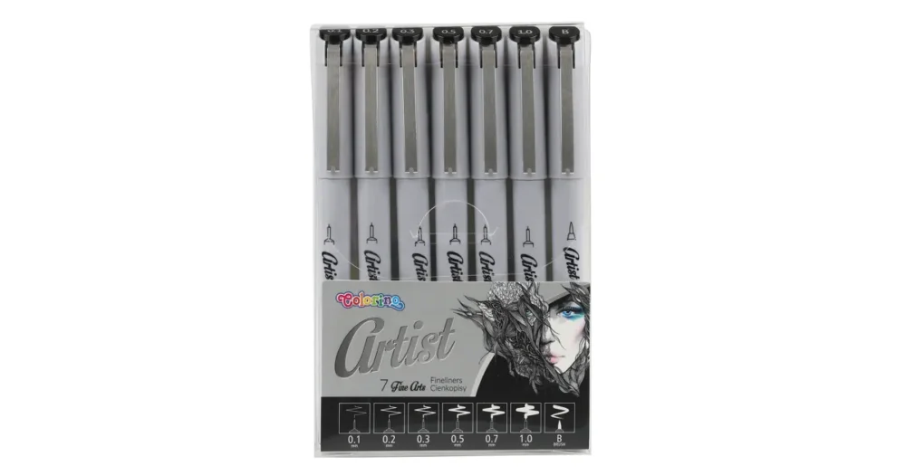 Sada popisovačů Colorino Artist pro skicování, mix 7 hrotů, černé Must-Have