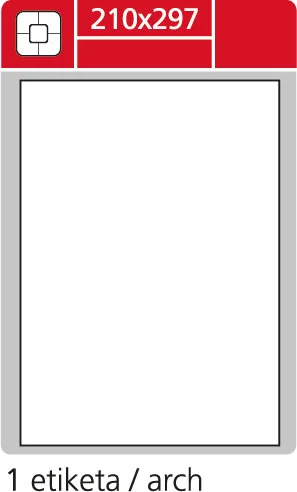Speciální Cena Print etikety A4 pro laserový a inkoustový tisk - 210 x 297 mm (1 etiketa / arch ) / lesklé