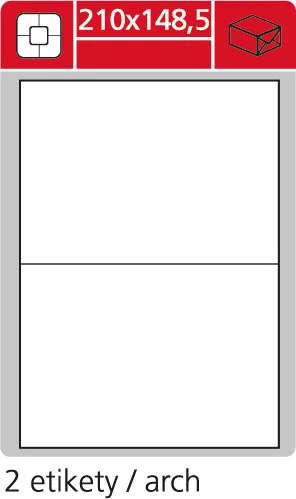 Print etikety A4 pro laserový a inkoustový tisk - 210 x 148,5 (2 etikety / arch ) / lesklé Přímo Od Výrobce