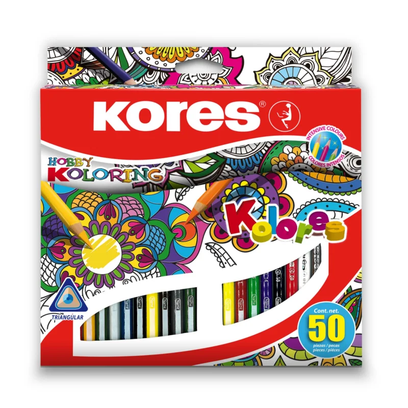 Vysoce Kvalitní Pastelky trojhranné Kores Mandalas - 50 barev