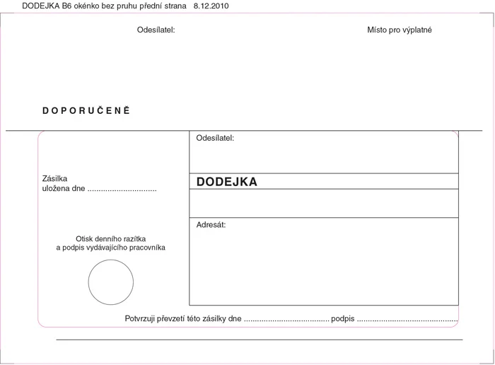 Obálky B6 s dodejkou, vytrhovací okénko - bílá / 1000 ks Nízká Cena