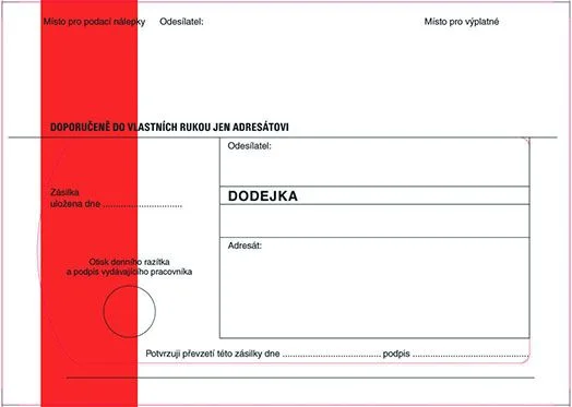 Obálky B6 s dodejkou, vytrhovací okénko - s červeným pruhem / 1000 ks Časově Omezené
