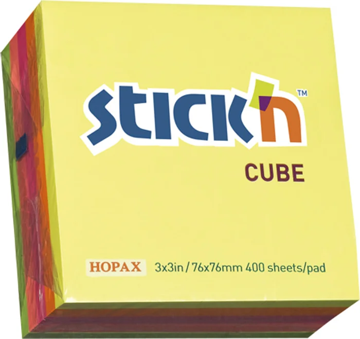 Samolepicí bločky Hopax -76 x 76 mm / 400 lístků / neonové barvy Výhodná Nabídka