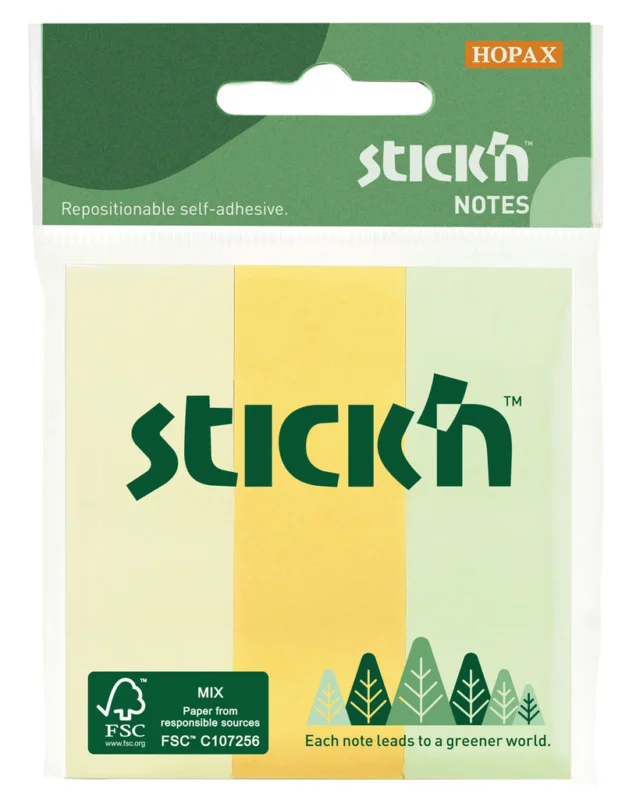 Samolepicí záložky Stick´n by Hopax FSC COC - 76 x 25 mm / 3 x 50 lístků / pastelové barvy Nová Kolekce