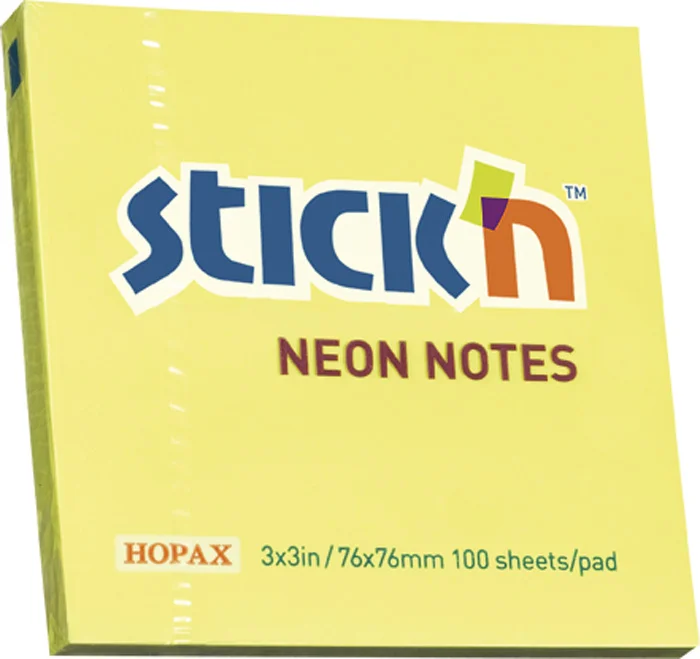 Samolepicí bločky Hopax -76 x 76 mm / 100 lístků / neon žlutá Nejlepší Cena