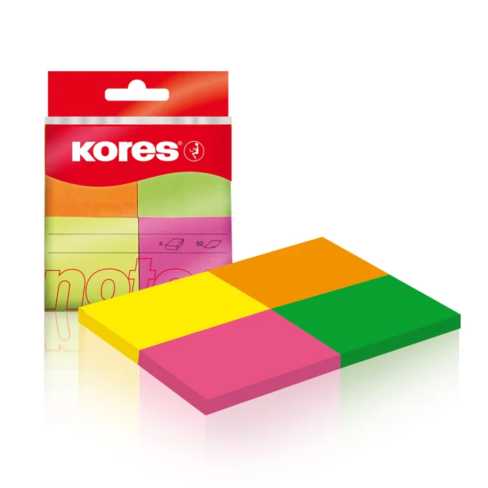 Samolepicí bločky Kores Multicolor- 40 mm x 50 mm / 4 ks Levný