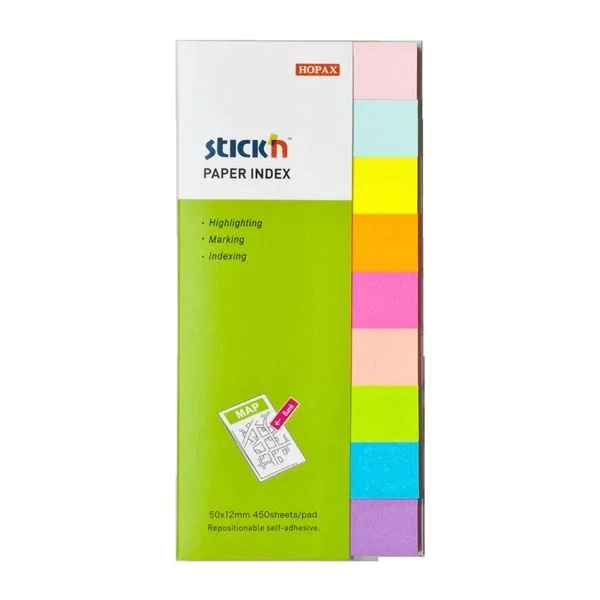 Přímo Od Výrobce Samolepící záložky Stick'n by Hopax - 50 x 12 mm, 9 x 50 lístků, neonový mix