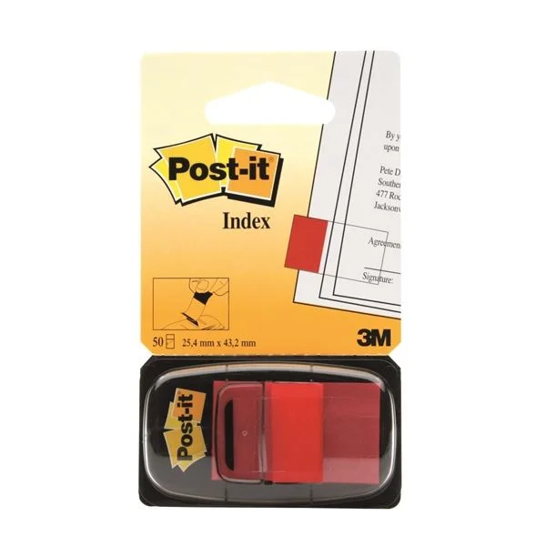 Autentický Samolepící záložky Post-it® - 25,4 x 43,2 mm, červené