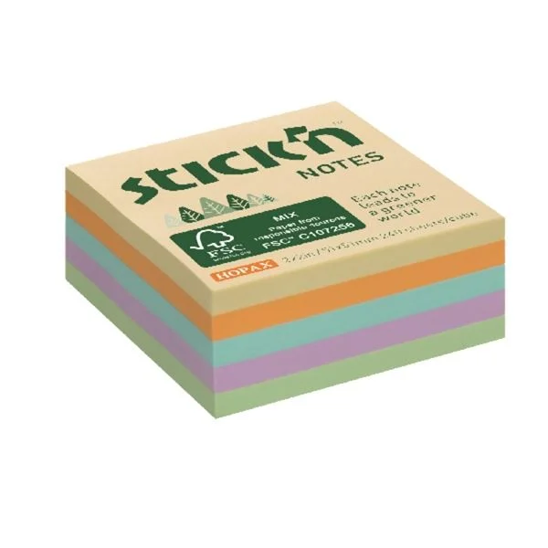 Samolepicí bloček v kostce Stick'n by Hopax FSC COC - 51 x 51 mm, luční mix, 240 lístků Cenově Výhodný