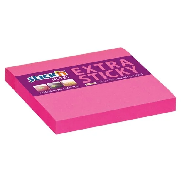 Nejlepší Volba Samolepicí bloček Stick'n by Hopax EXTRA STICKY - 76 x 76 mm, neonově růžový, 90 lístků