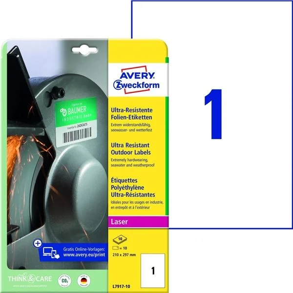 Nejlepší Cena Ultra odolné etikety Avery Zweckform - bílé, 210 x 297 mm, 10 ks
