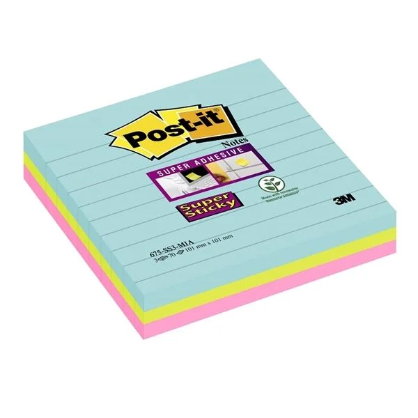 Samolepící bloček Post-it Super Sticky - 101 x 101 mm, Cosmic, 3 x 70 lístků Sezónní Sleva