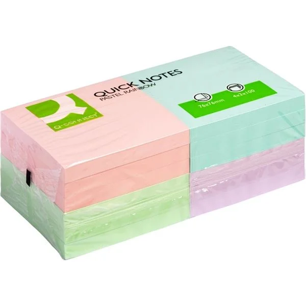 Nová Kolekce Samolepicí bloček Q-Connect FSC - 76 x 76 mm, pastelové barvy, 12 x 100 lístků