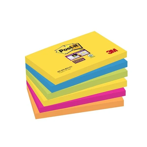 Oblíbený Samolepící bloček Post-it Super Sticky - 76 x 127 mm, Carnival, 6 x 90 lístků