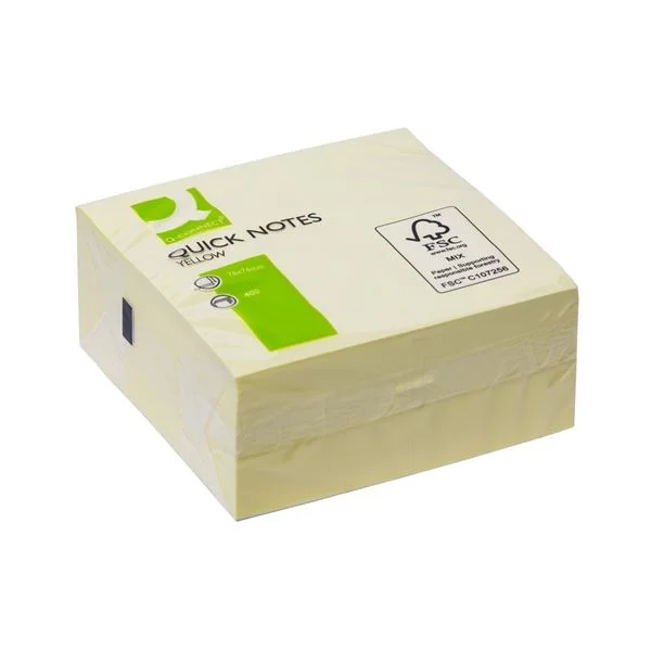 Samolepicí bloček Q-Connect FSC - 76 x 76 mm, žlutý, 400 lístků Akce