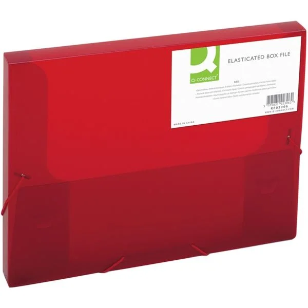 Akční Nabídka Box na spisy s gumičkou Q-Connect - A4, transparentně červený, 2,5 cm
