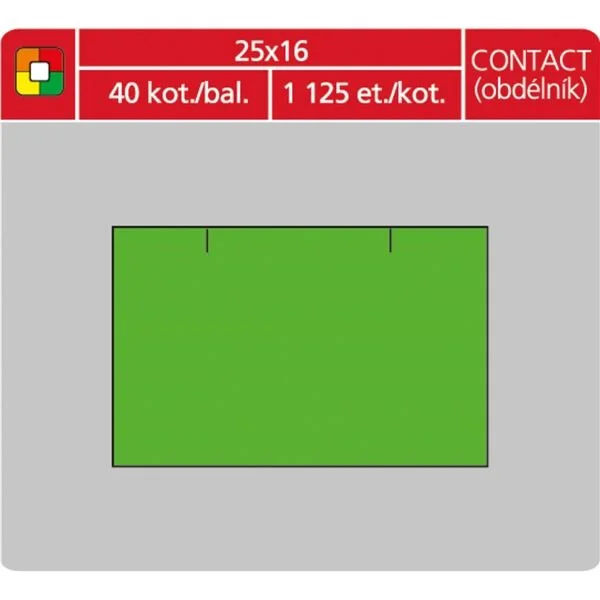 Cenové etikety CONTACT - 25x16, 1125 ks, zelené Speciální Cena