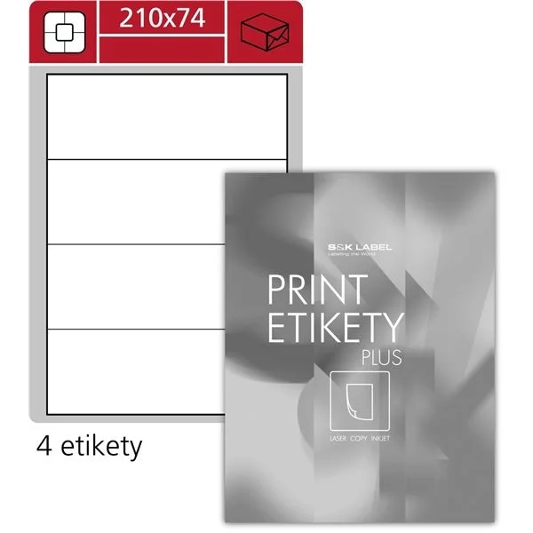 Akční Nabídka Univerzální etikety S&K Label - bílé, 210 x 74,2 mm, 400 ks